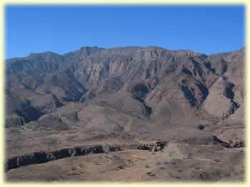The cultivated landscape above Wadi Khabb  (running left to right.)